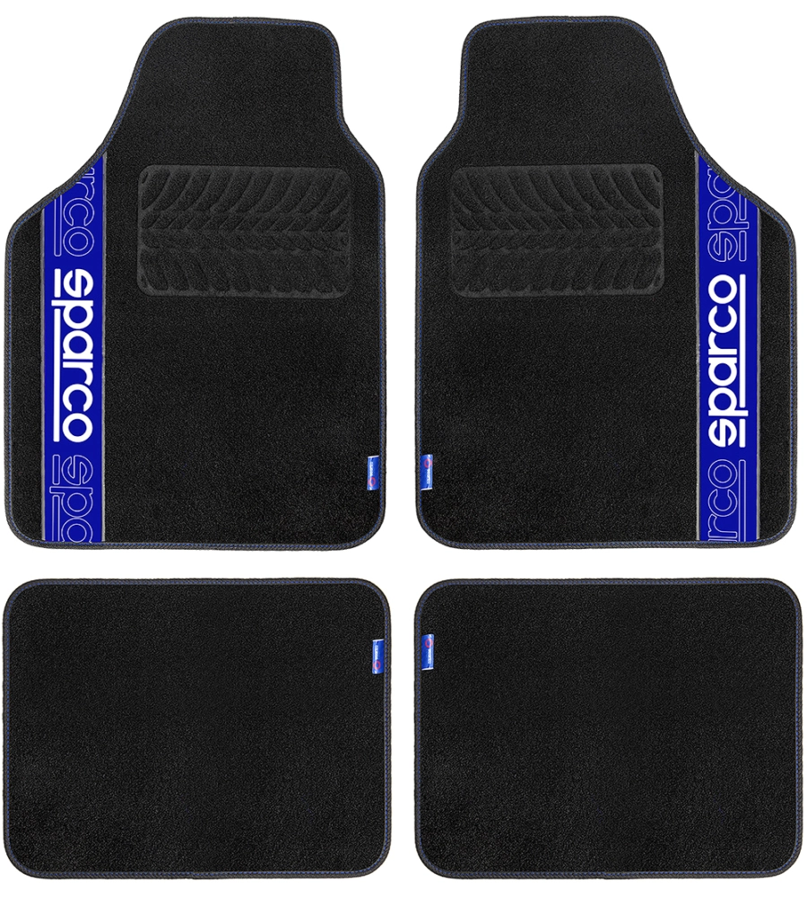 Set 4 tappetini neri e blu per auto sparco in moquette